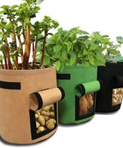3 Pack Potato Grow Bag, 7 Gallon Aeration Waterproof Fabric Sweet Potato Planter, Harvest Window Vegetable Peanut Growing Box Bucket Pot for Nursery Garden (3 Pack, Black Brown Green)