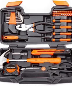 39 Piece Tool Set General Household Hand Kit with Plastic Toolbox Storage Case Orange