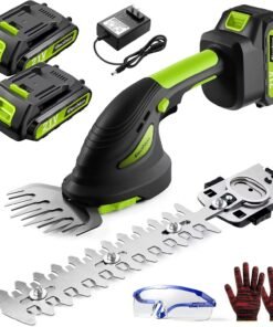 Cordless Hedge Trimmer - 2 Pack 21V Battery with Charger Powered Electric Trimmers, 2 in 1 Handheld Hedge Shears + Grass Cutter Pruning Shrub Cutting Small Branch Tool for Bush,Tree,Garden,Lawn,Yard