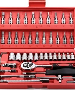 46 Pieces 1/4 inch Drive Socket Ratchet Wrench Set, with Bit Socket Set Metric and Extension Bar for Auto Repairing and Household, with Storage Case